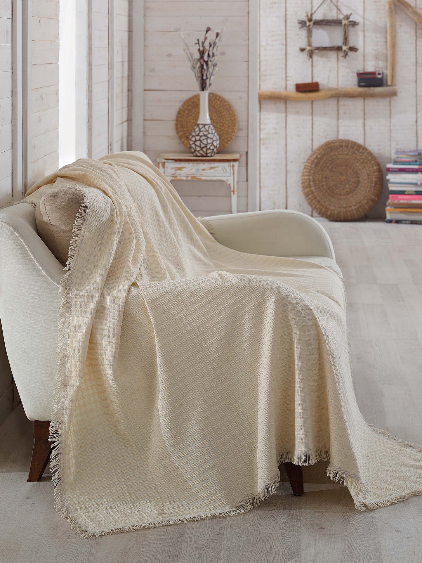 2 Pack Turkish Throw Blanket Set 100% Cotton 65 x 84 inches
