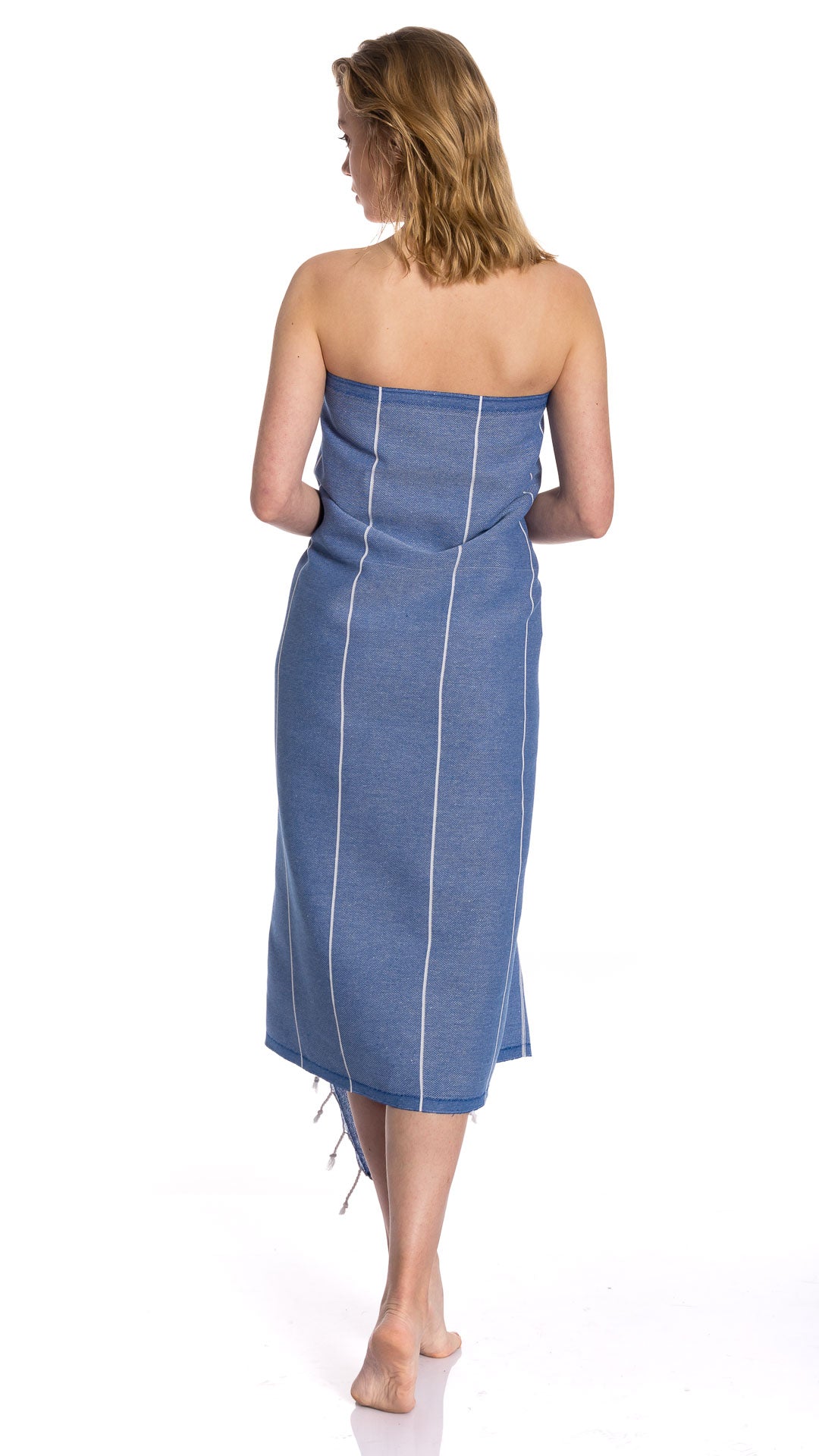 Turkish Beach Towel Set of 6 with 2 Towel Band - 100% Cotton 39 x 70 Inches (Classic)