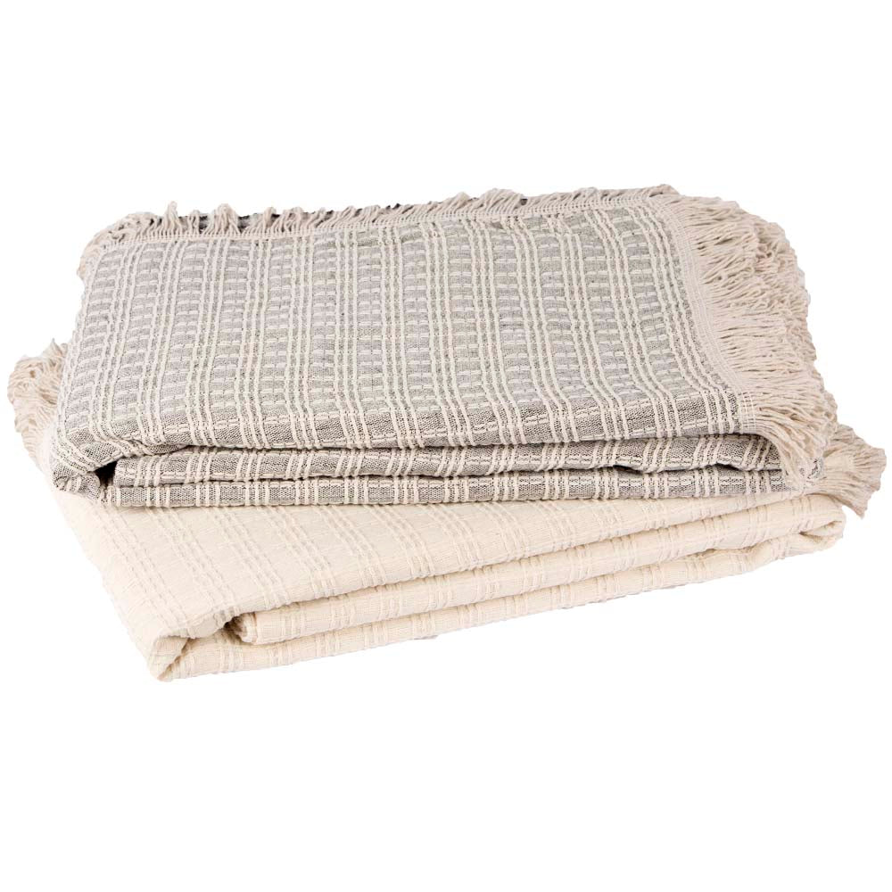 2 Pack Turkish Throw Blanket Set 100% Cotton 65 x 84 inches