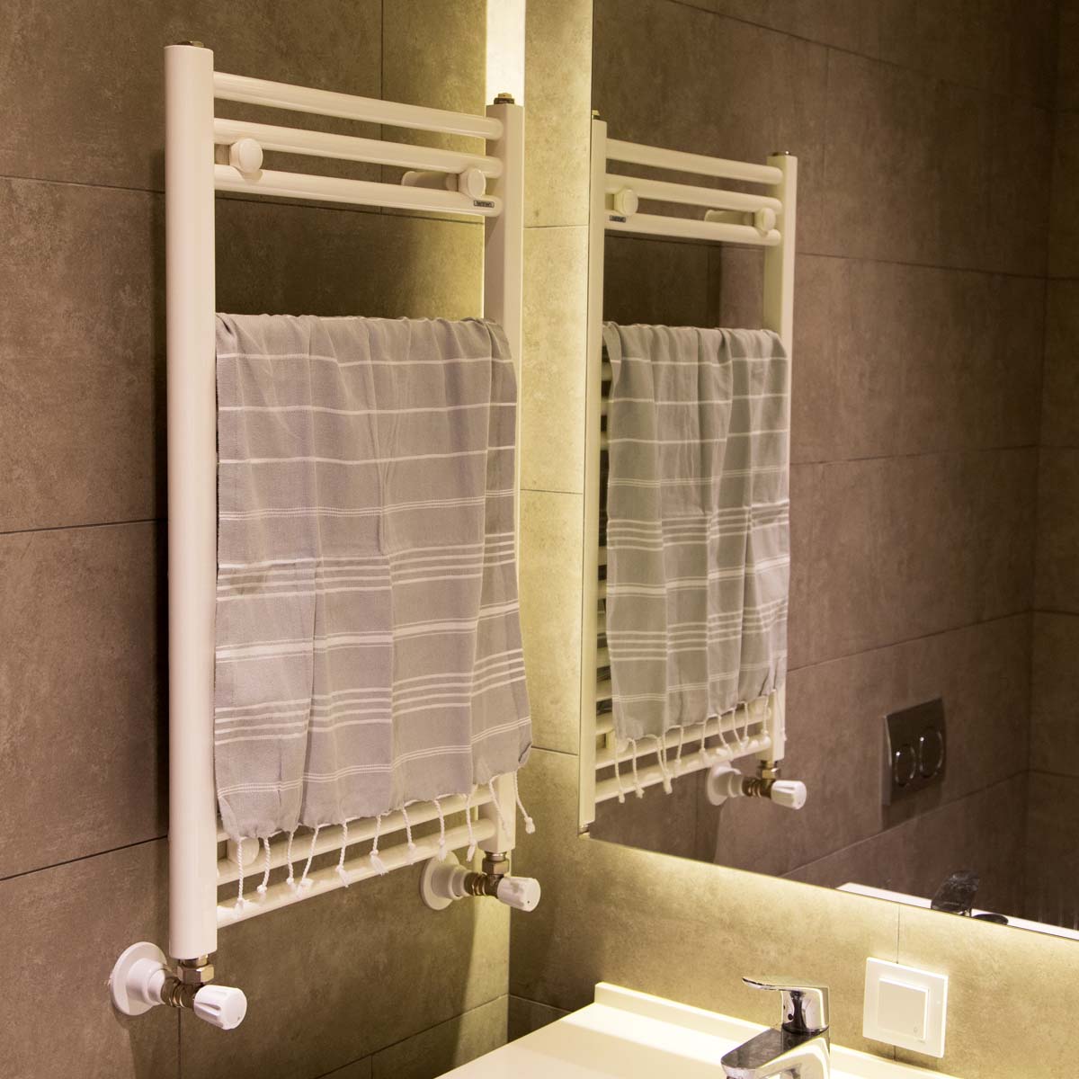 lifestyle image of grey towels