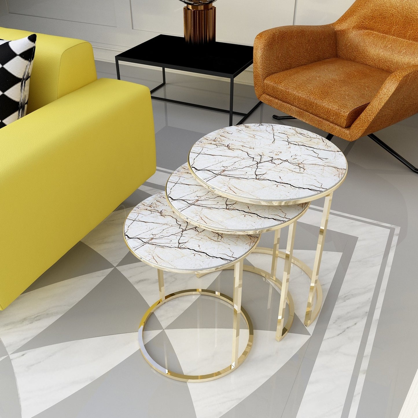 Clotho Side Table Set of 3 Round Shape
