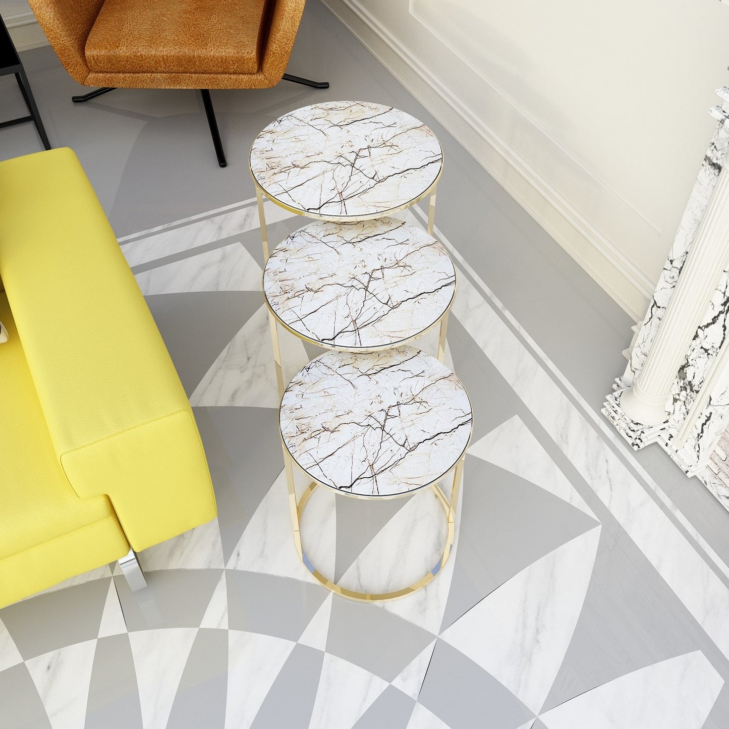 Clotho Side Table Set of 3 Round Shape