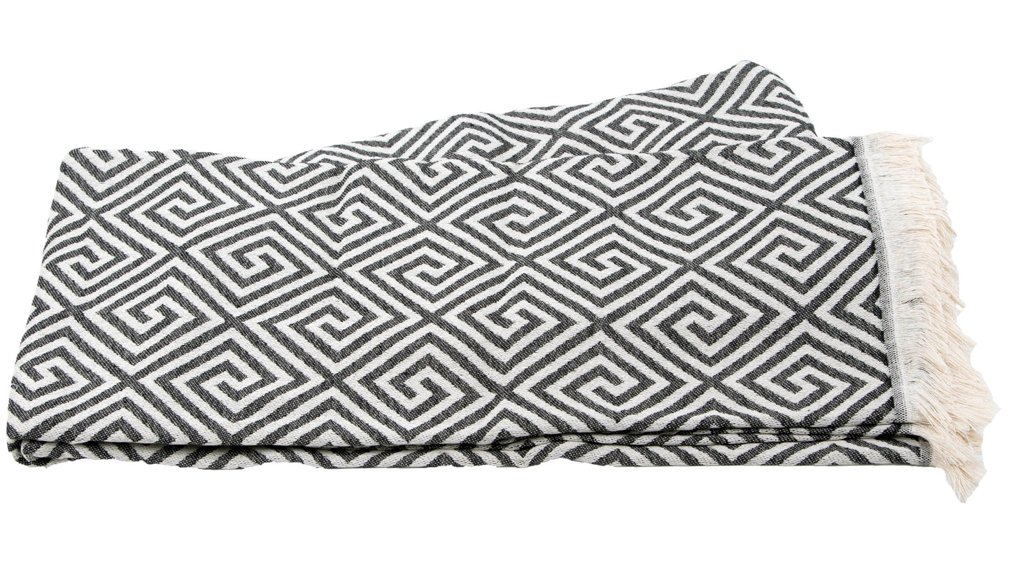 Turkish Home Throw Blankets Bed Cover, Decorative Design, 93% Cotton 75 x 90 inches