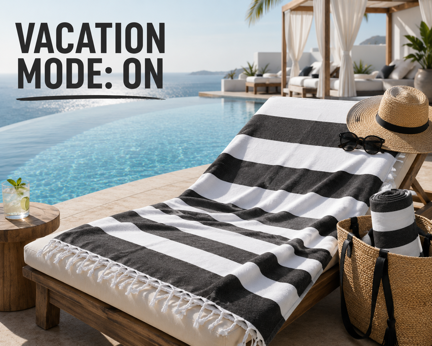 Turkish Beach Towel Set of 4, 100% Cotton 39 x 70 Inches (Classic)