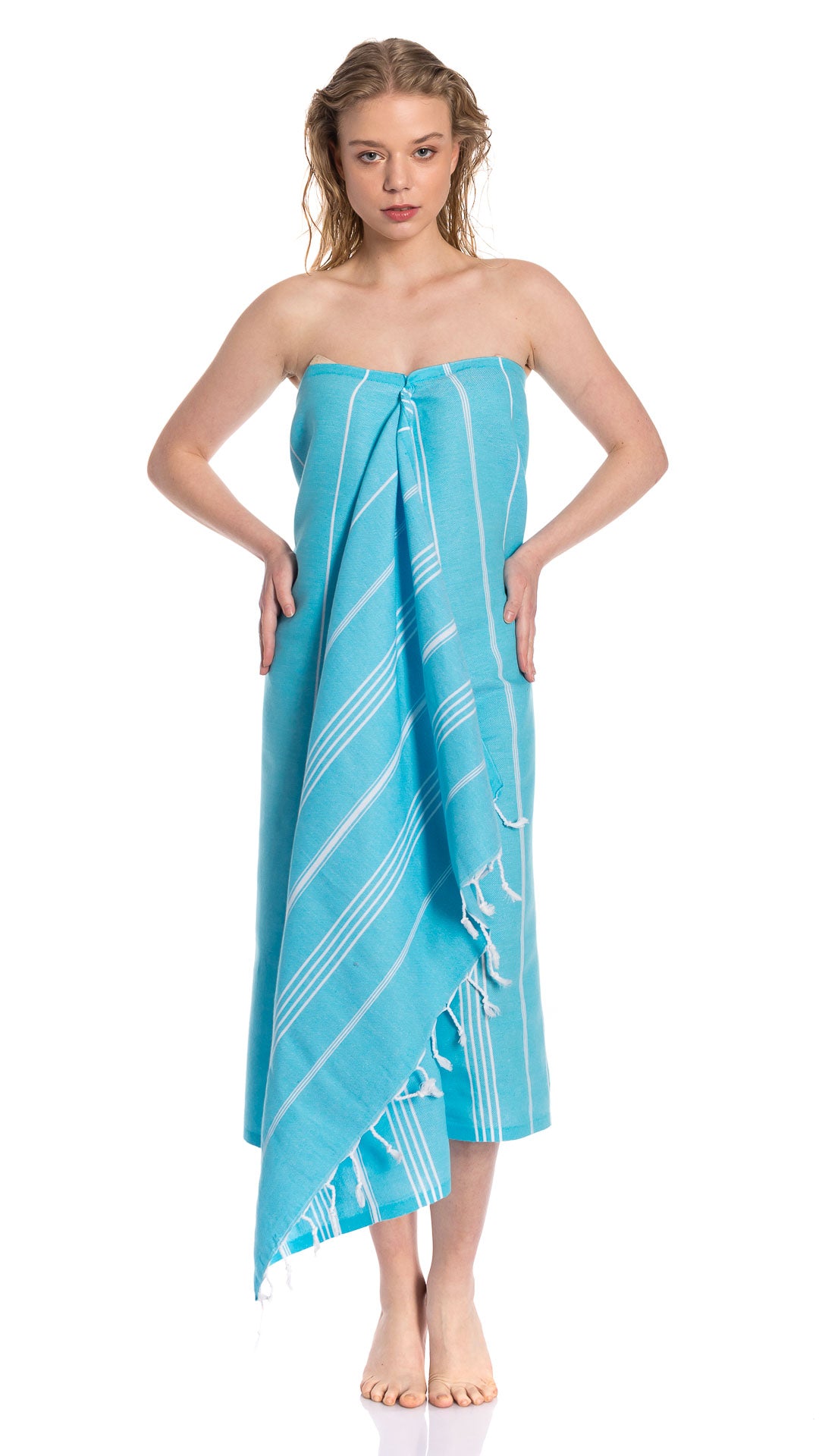 Turkish Beach Towel Set of 4, 100% Cotton 39 x 70 Inches (Classic)
