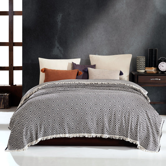 Turkish Home Throw Blankets Bed Cover, Decorative Design, 93% Cotton 75 x 90 inches